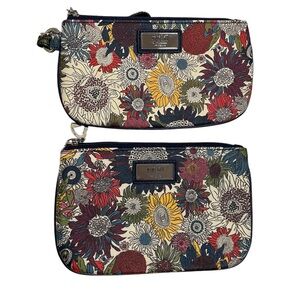 Gigi Hill Floral Wristlet Wallet Purse Floral and Matching Makeup Pouch